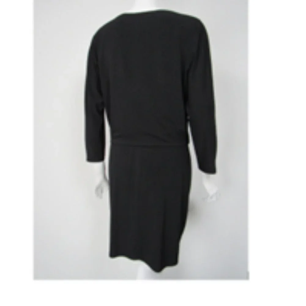 EUC [Trina Turk] Solid Black, 3/4 Sleeve, Knee-Length Draped Dress Womens Sz 6 - Picture 4 of 16